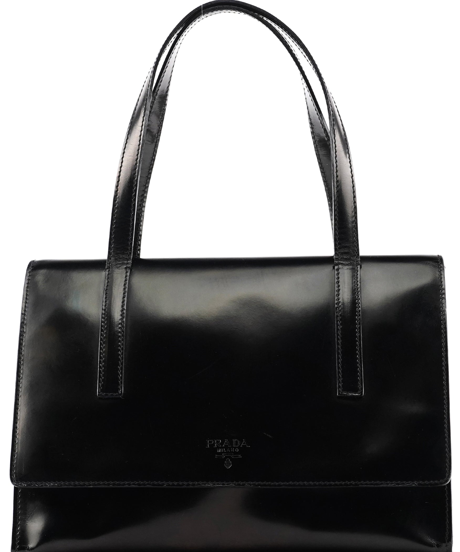 Prada 1995 Black Spazzolato Sport Flap Tote Bag