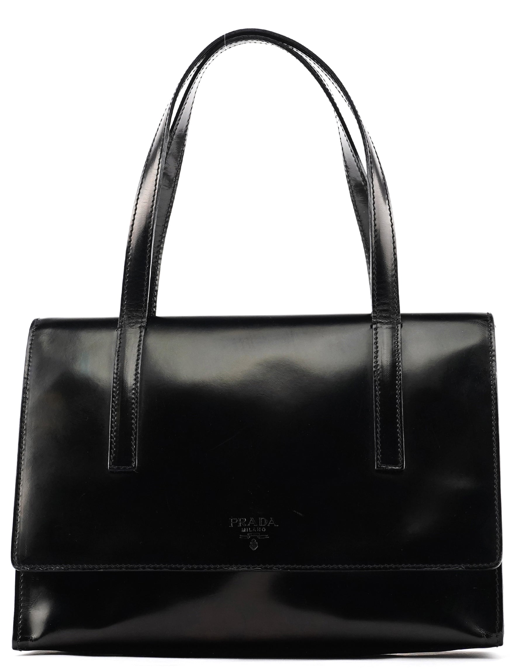 Prada 1995 Black Spazzolato Sport Flap Tote Bag