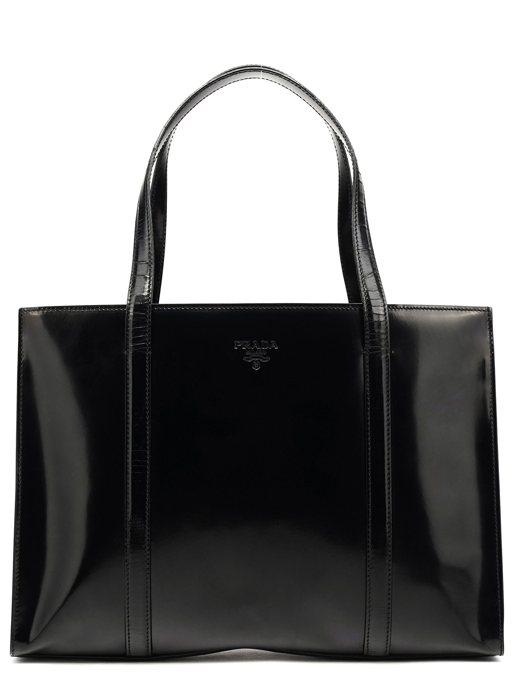 Prada 1995 Black Spazzolato Sport Tote Bag