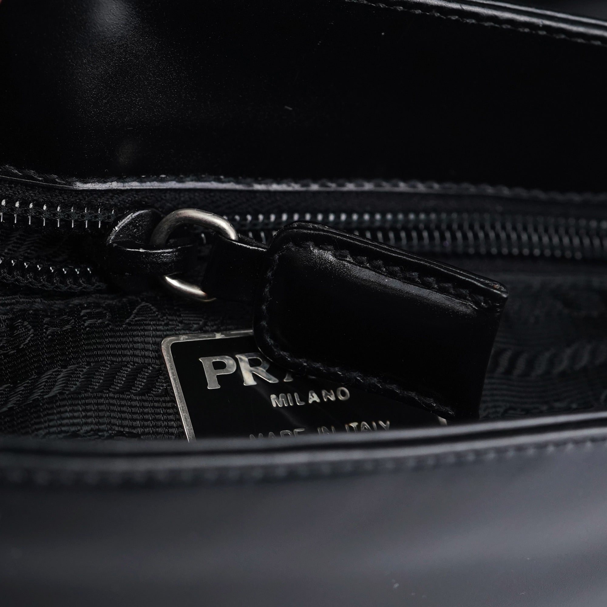 Prada 1995 Black Spazzolato Swivel Shoulder Bag