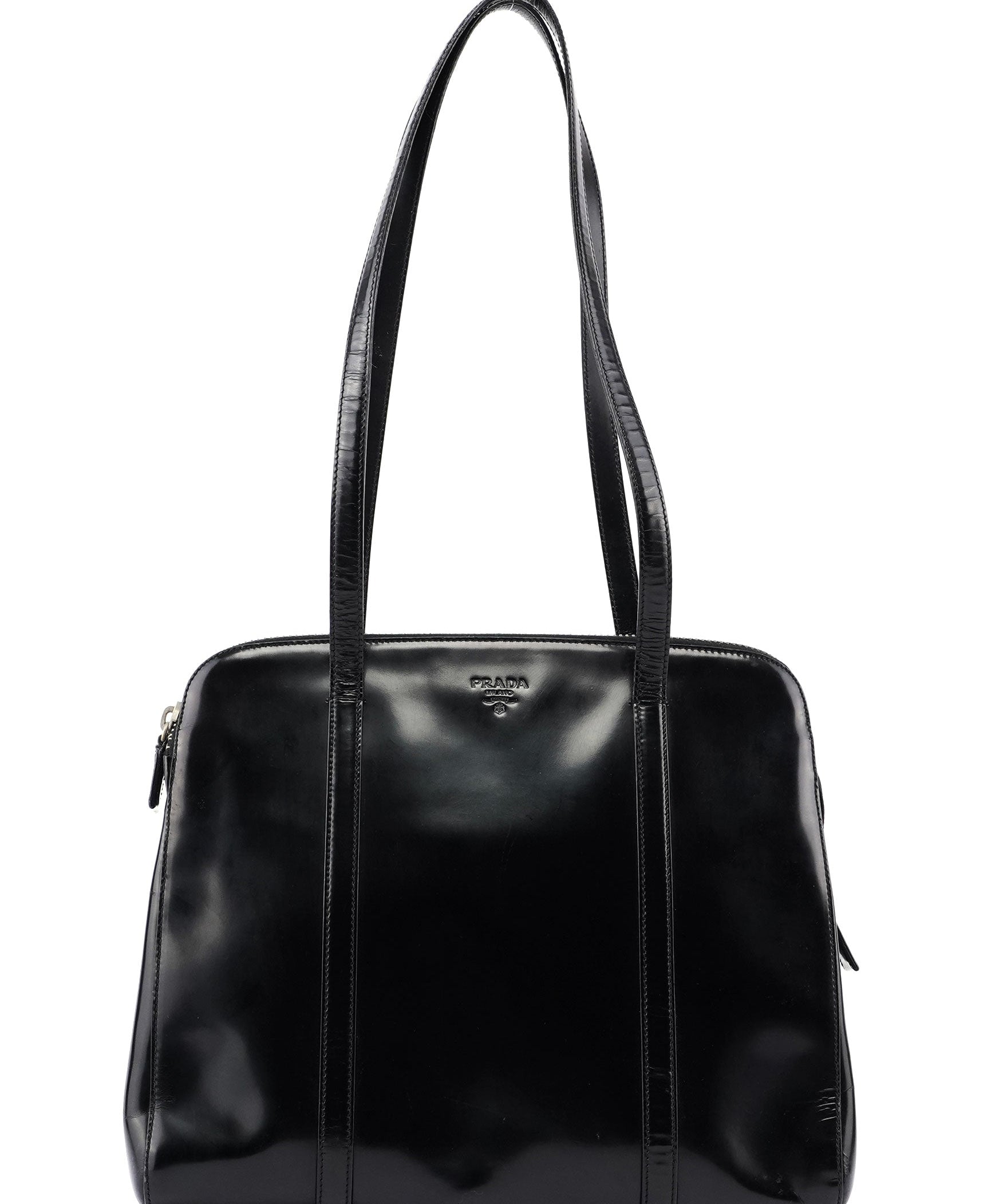 Prada 1995 Black Spazzolato Tote