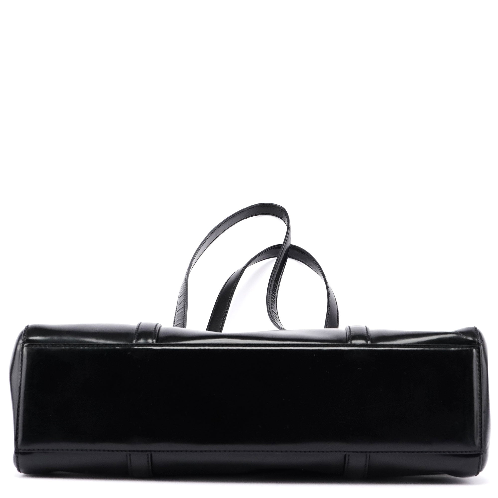 Prada 1995 Sac cabas Spazzolato en cuir verni noir
