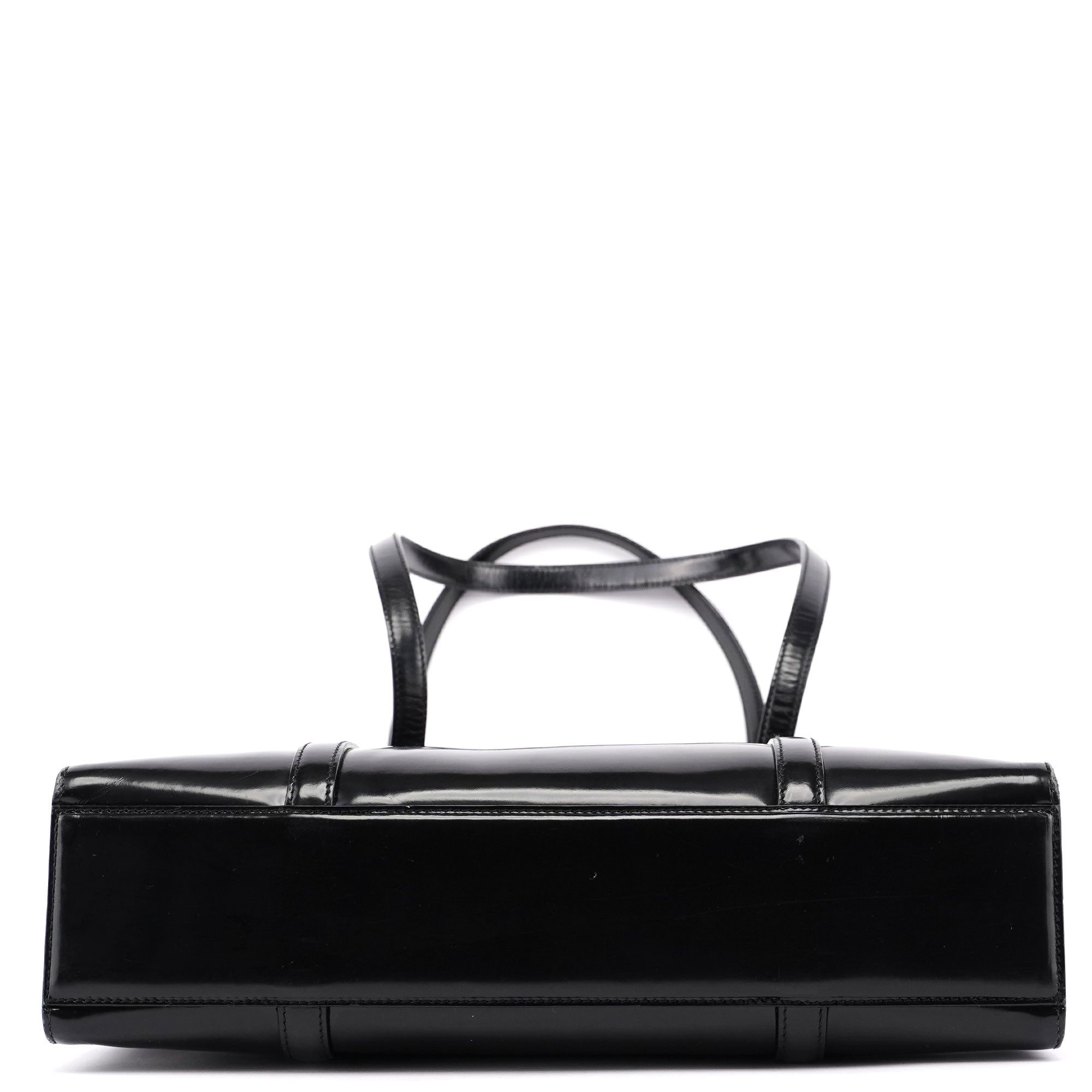 Prada 1995 Sac cabas Spazzolato en cuir verni noir