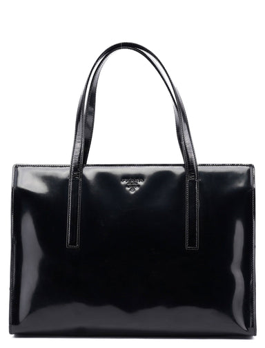 Prada 1995 Black Spazzolato Tote Bag