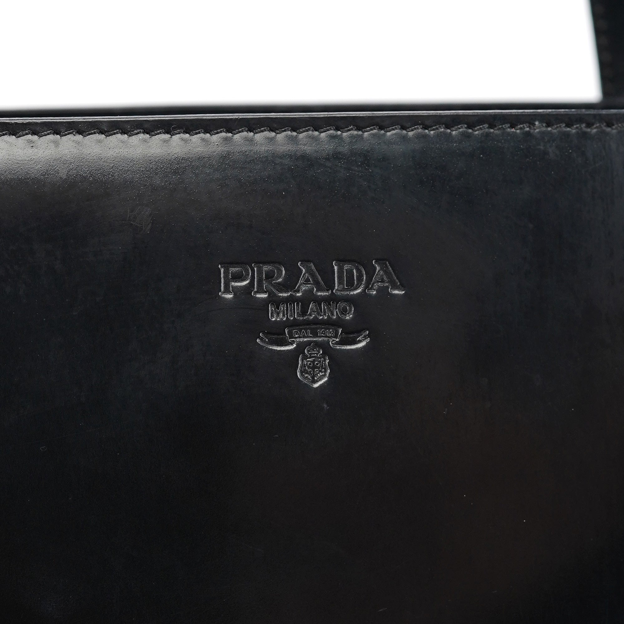 Prada 1995 Black Spazzolato Tote Bag