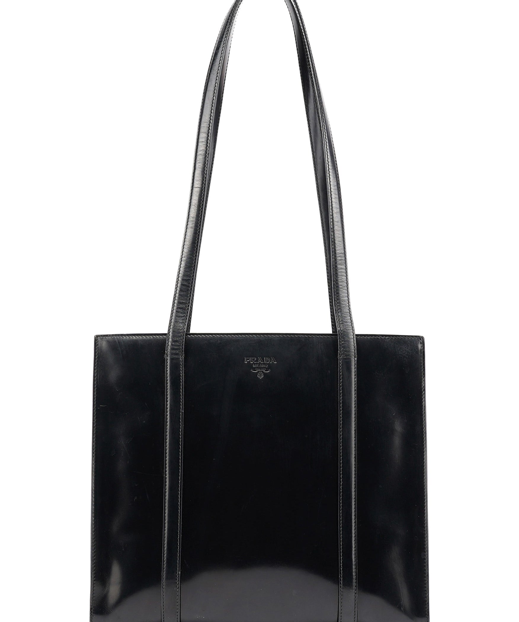 Prada 1995 Black Spazzolato Tote Bag