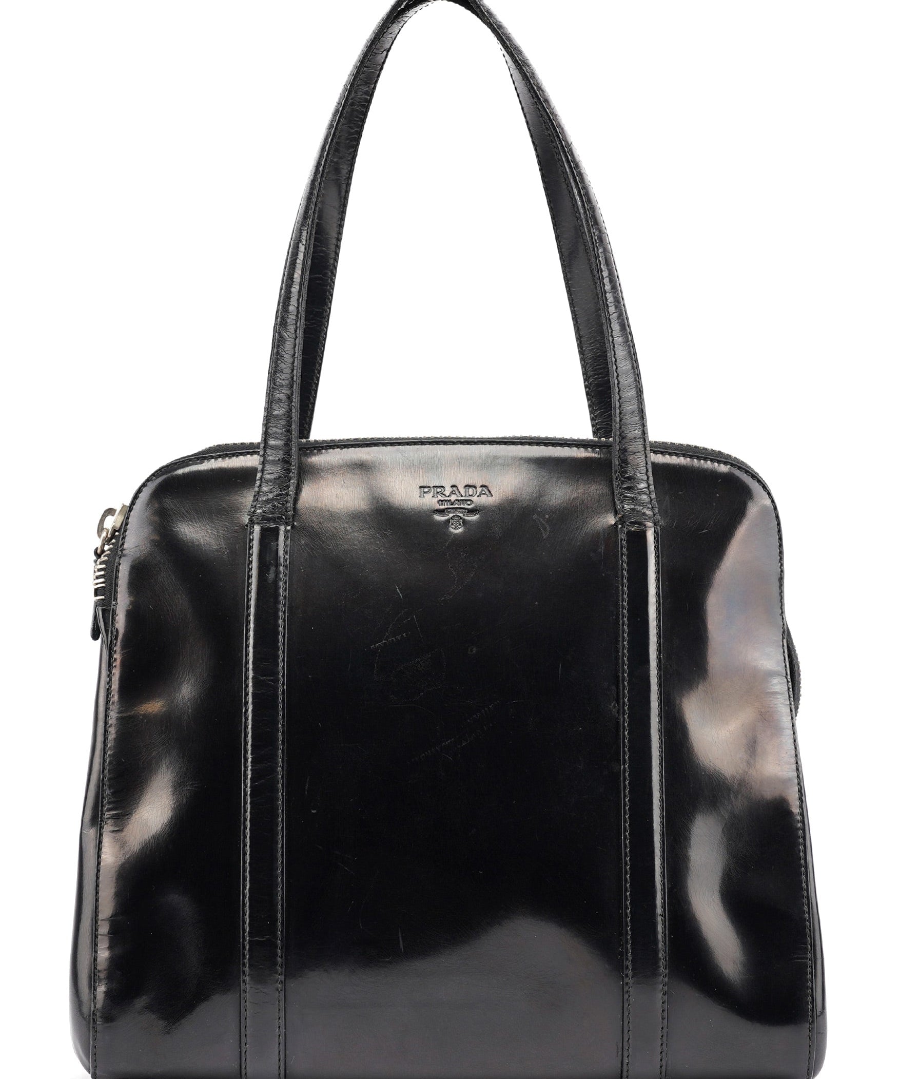 Prada 1995 Black Spazzolato Tote Bag