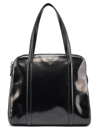 Prada 1995 Black Spazzolato Tote Bag