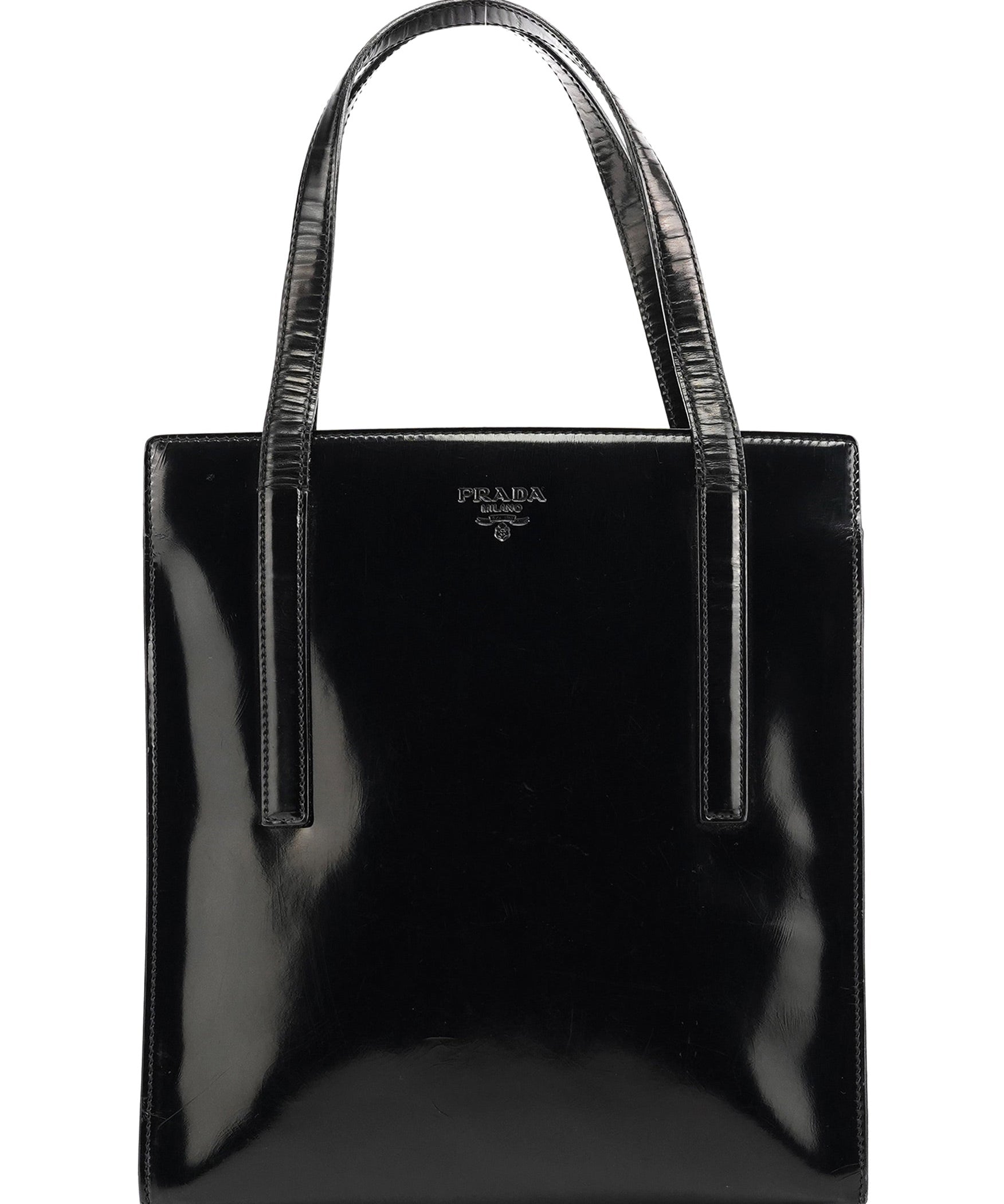 Prada 1995 Black Spazzolato Tote Bag