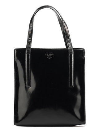 Prada 1995 Black Spazzolato Tote Bag