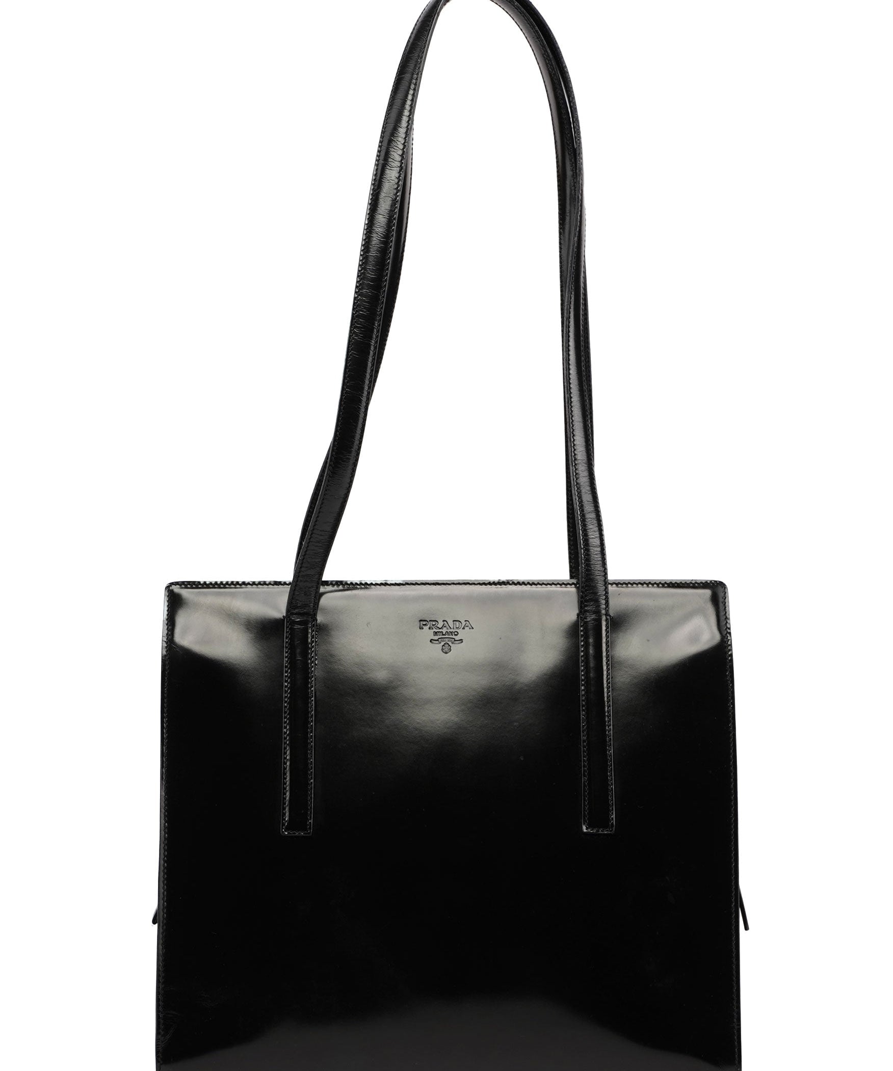 Prada 1995 Black Spazzolato Tote Bag