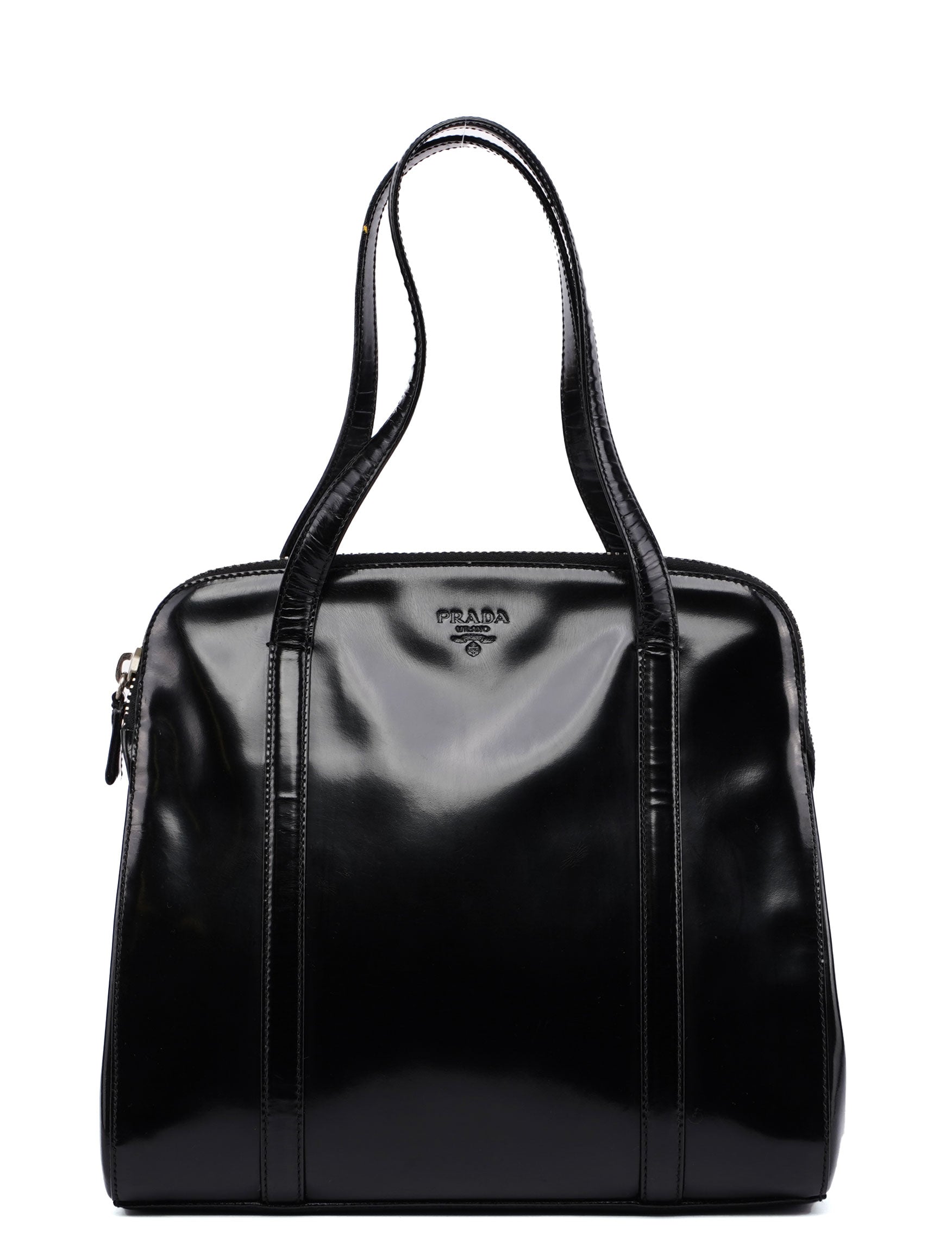 Prada 1995 Black Spazzolato Tote Bag