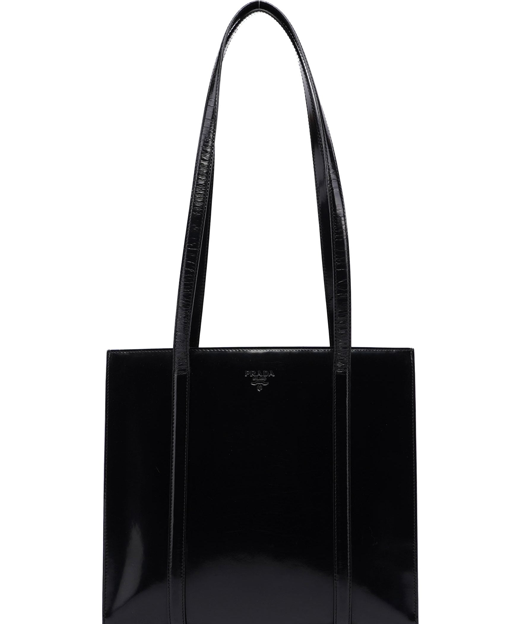 Prada 1995 Black Spazzolato Tote Bag