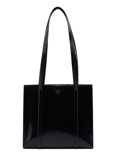 Prada 1995 Black Spazzolato Tote Bag