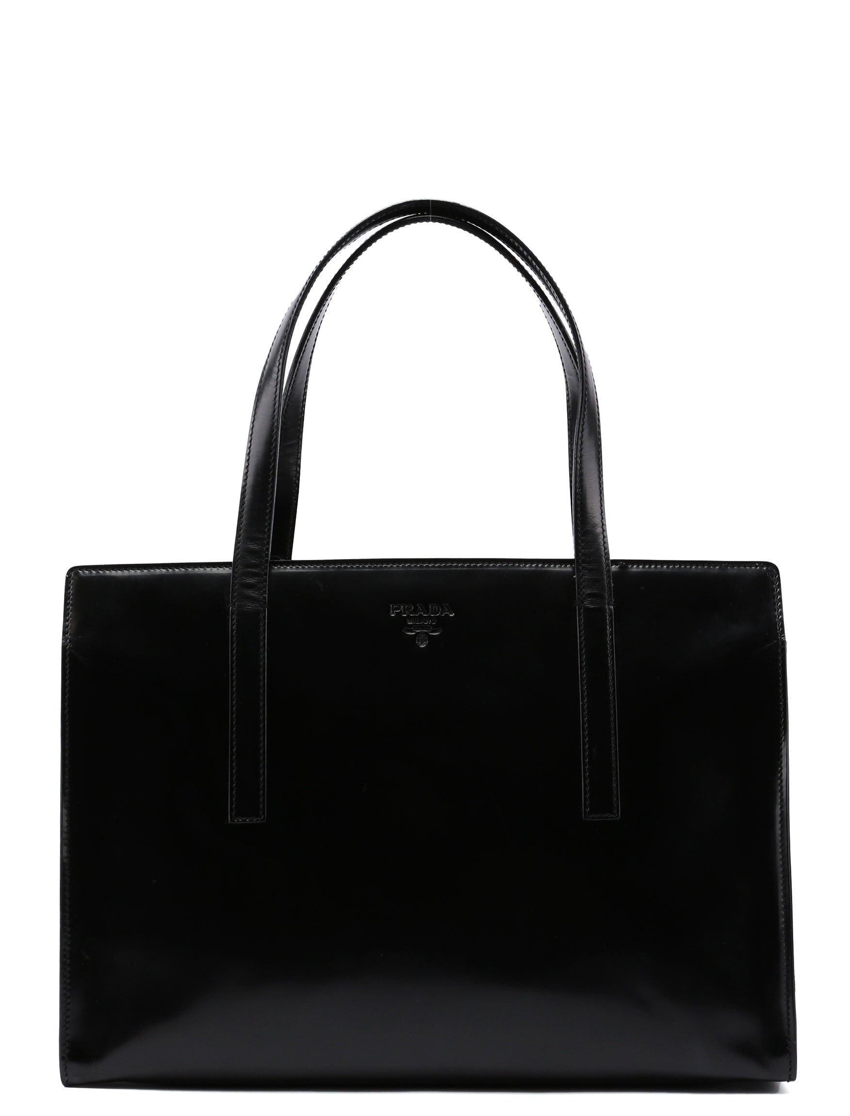 Prada 1995 Black Spazzolato Tote Bag