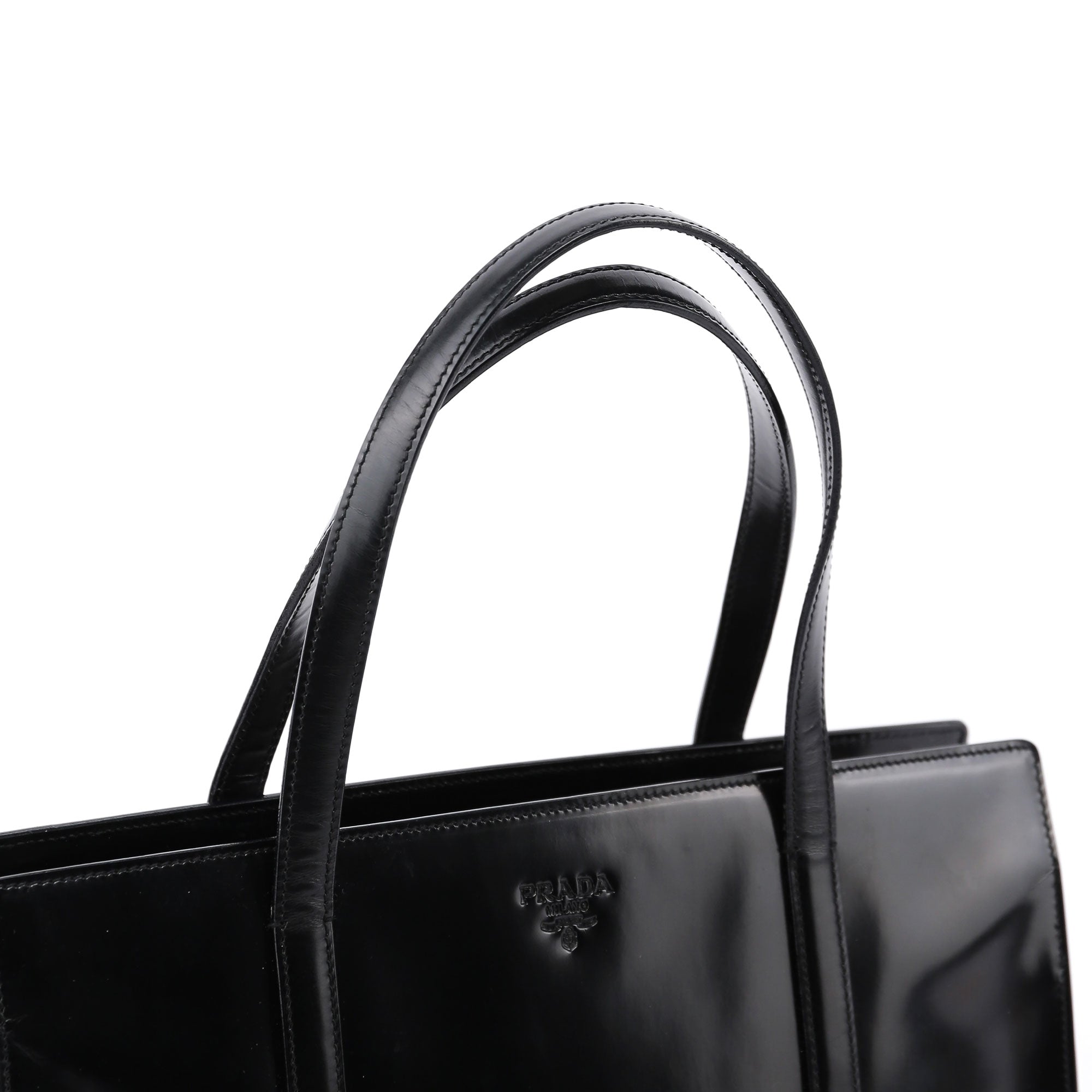 Prada 1995 Black Spazzolato Tote Bag