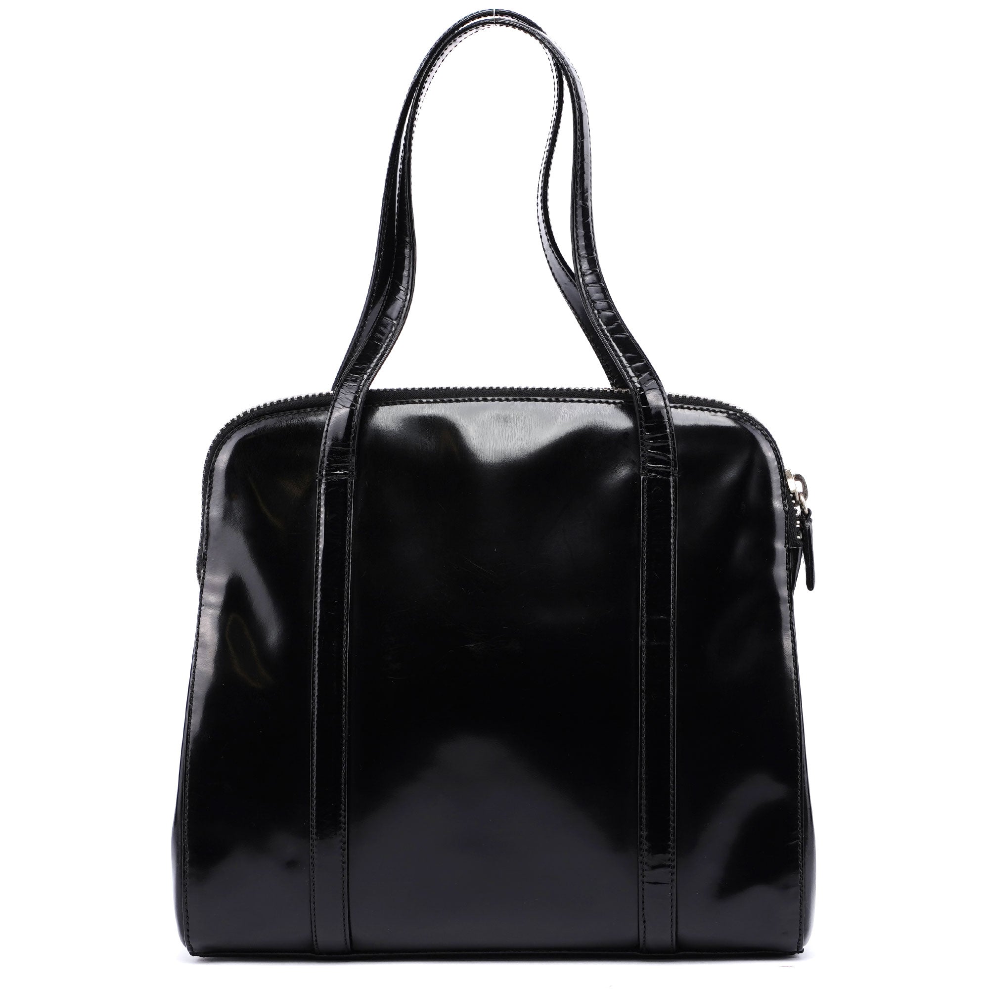 Prada 1995 Black Spazzolato Tote Bag