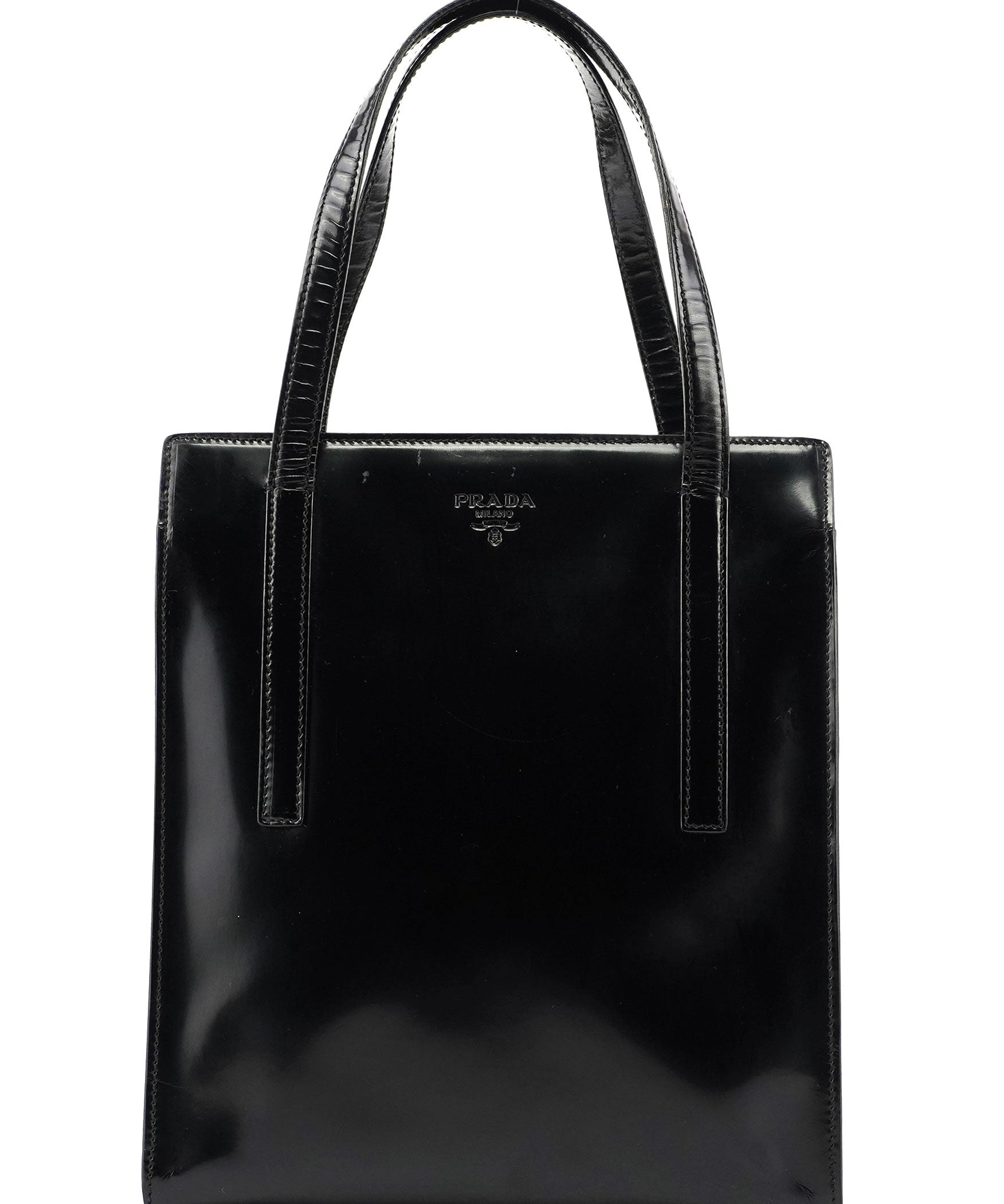 Prada 1995 Black Spazzolato Tote Bag