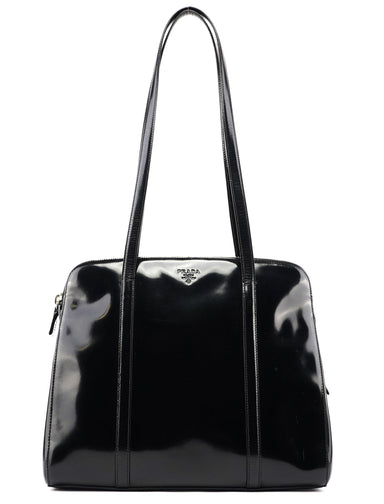 Prada 1995 Black Spazzolato Tote Bag