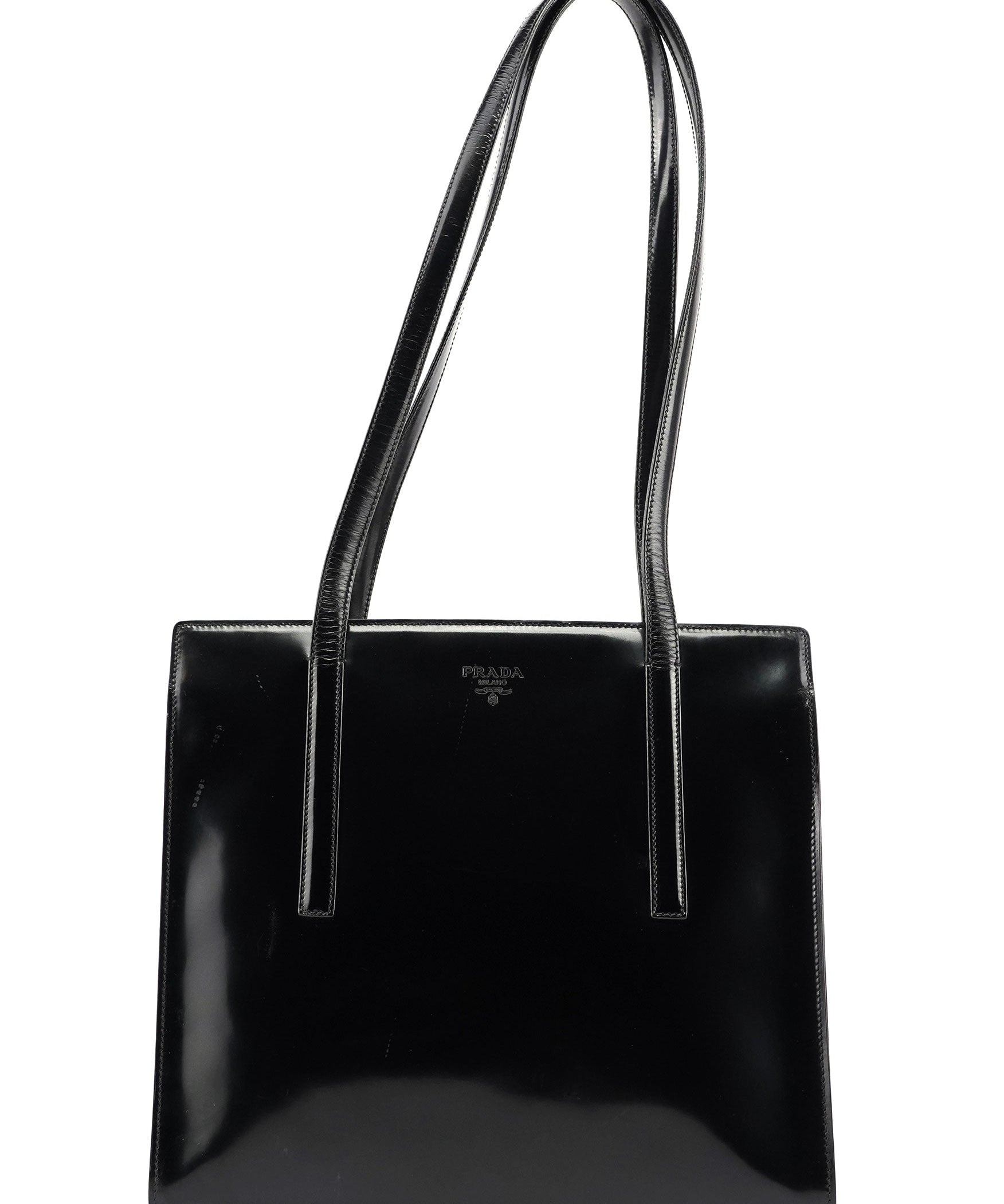 Prada 1995 Black Spazzolato Tote Bag