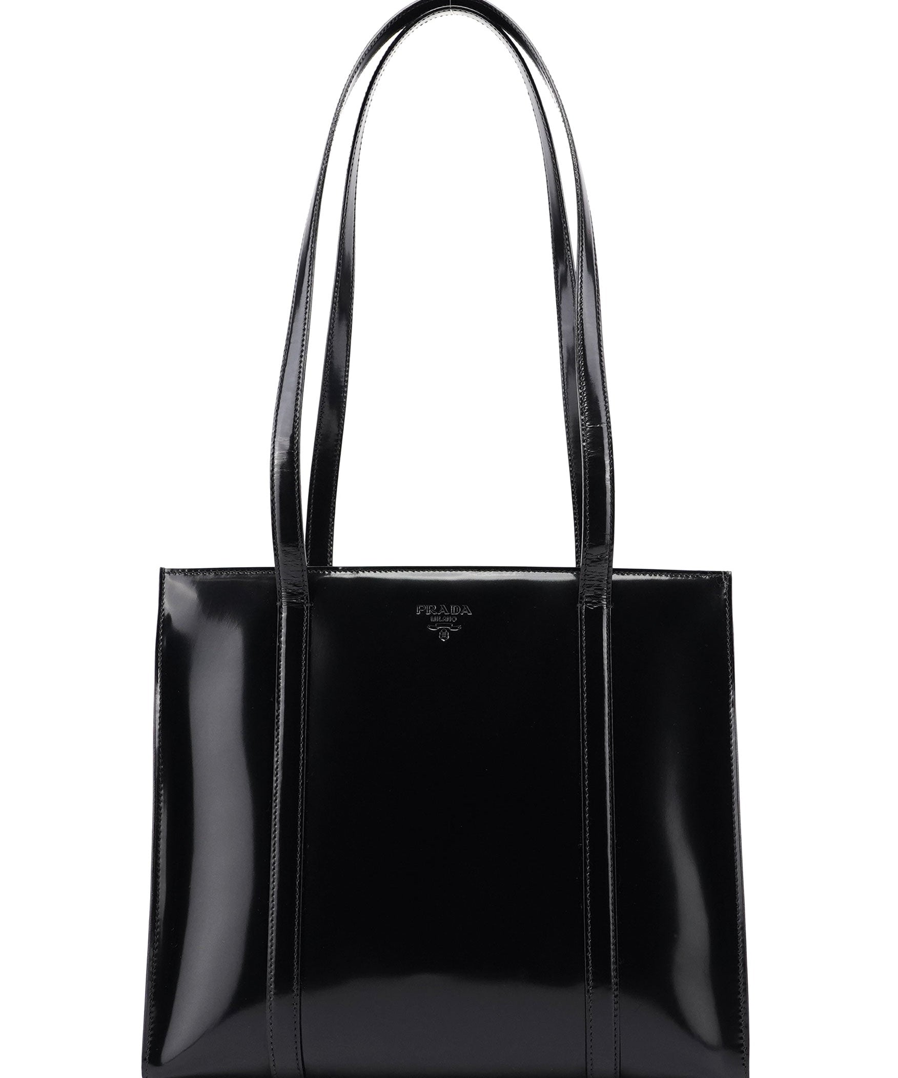 Prada 1995 Black Spazzolato Tote Bag