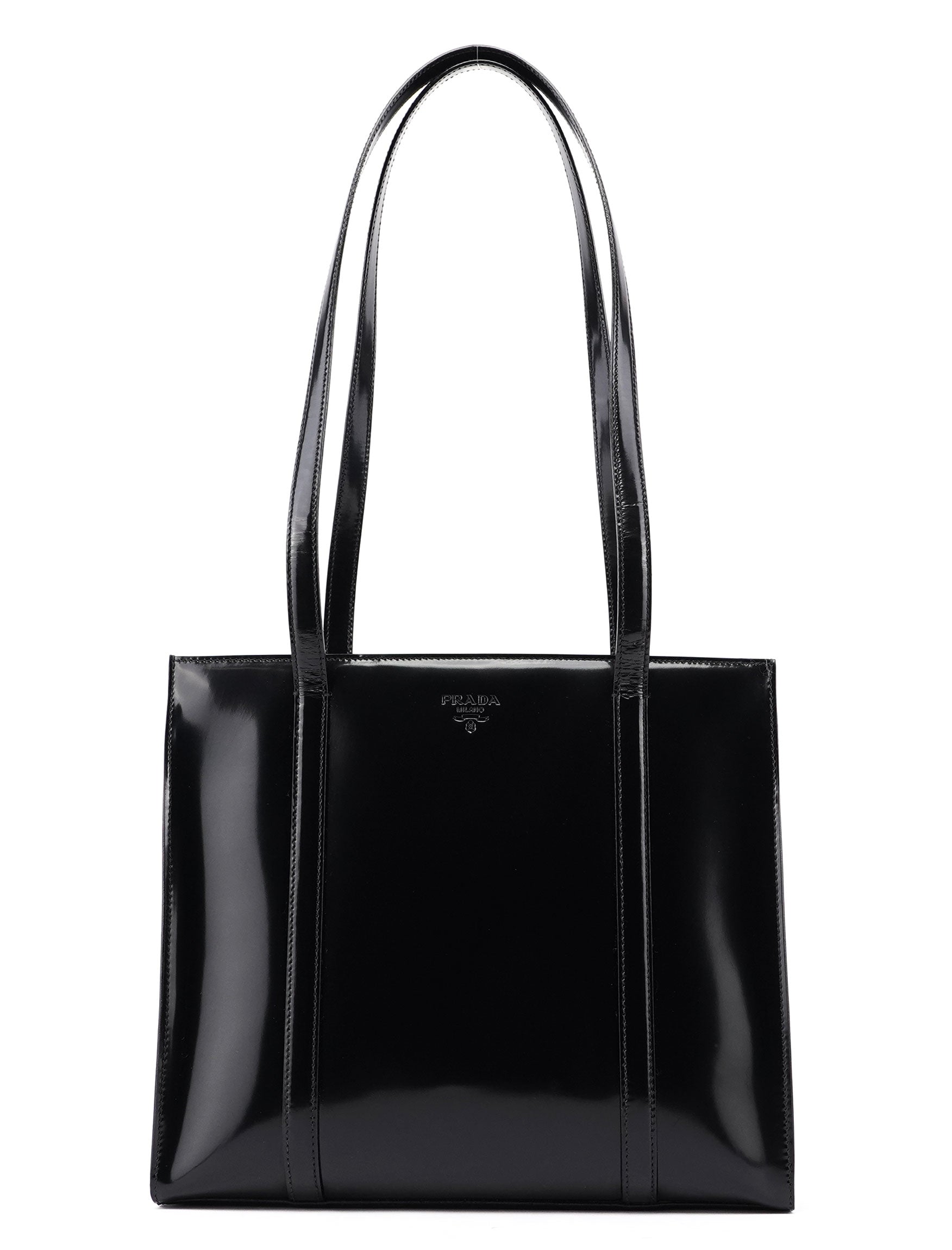 Prada 1995 Black Spazzolato Tote Bag