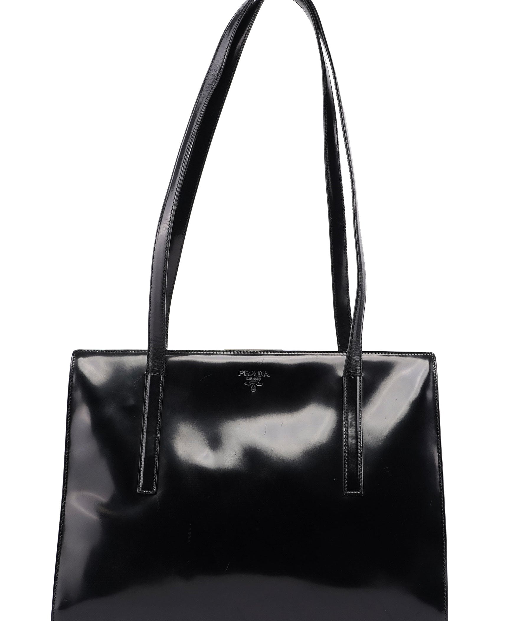 Prada 1995 Black Spazzolato Tote Bag