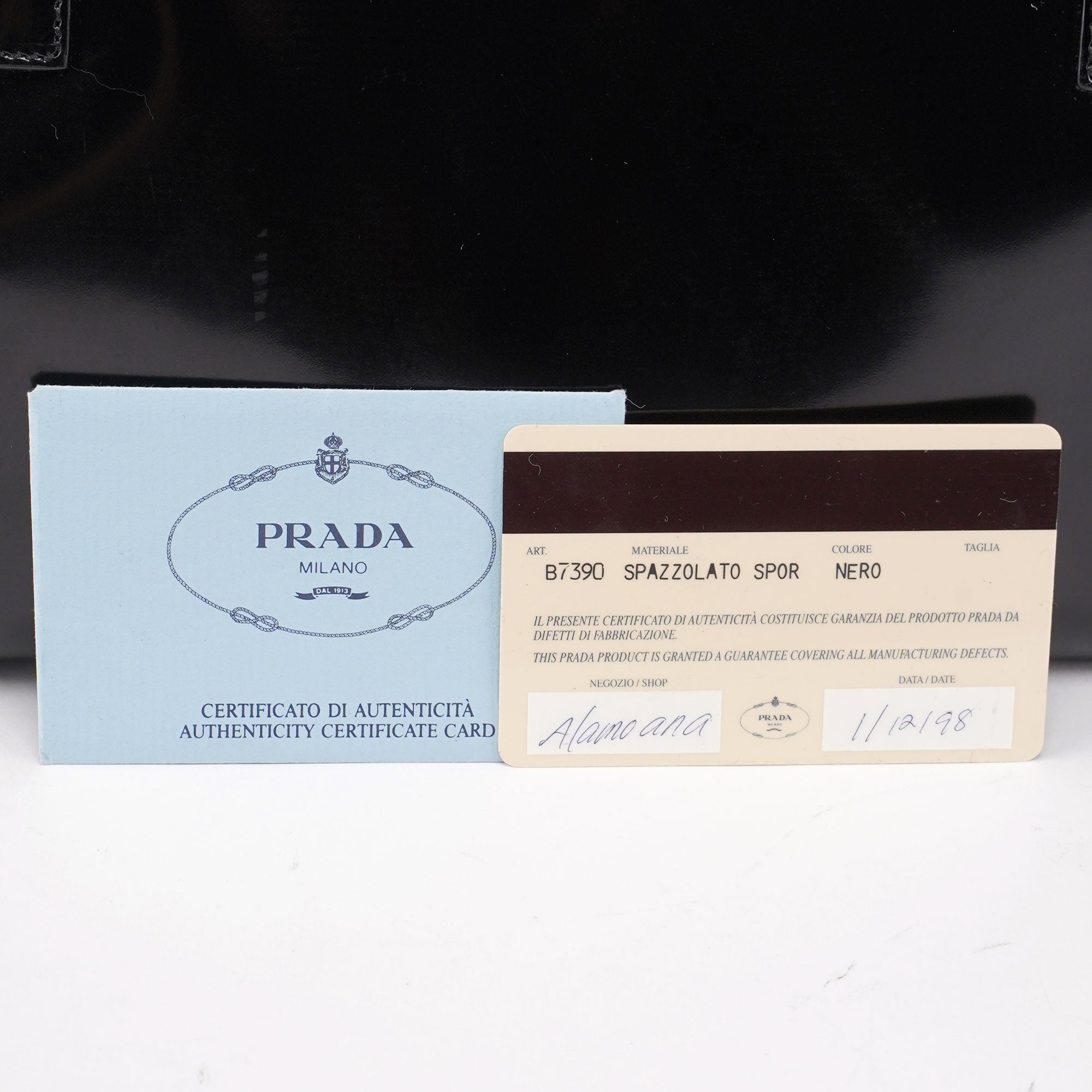 Prada 1995 Black Spazzolato Tote Bag