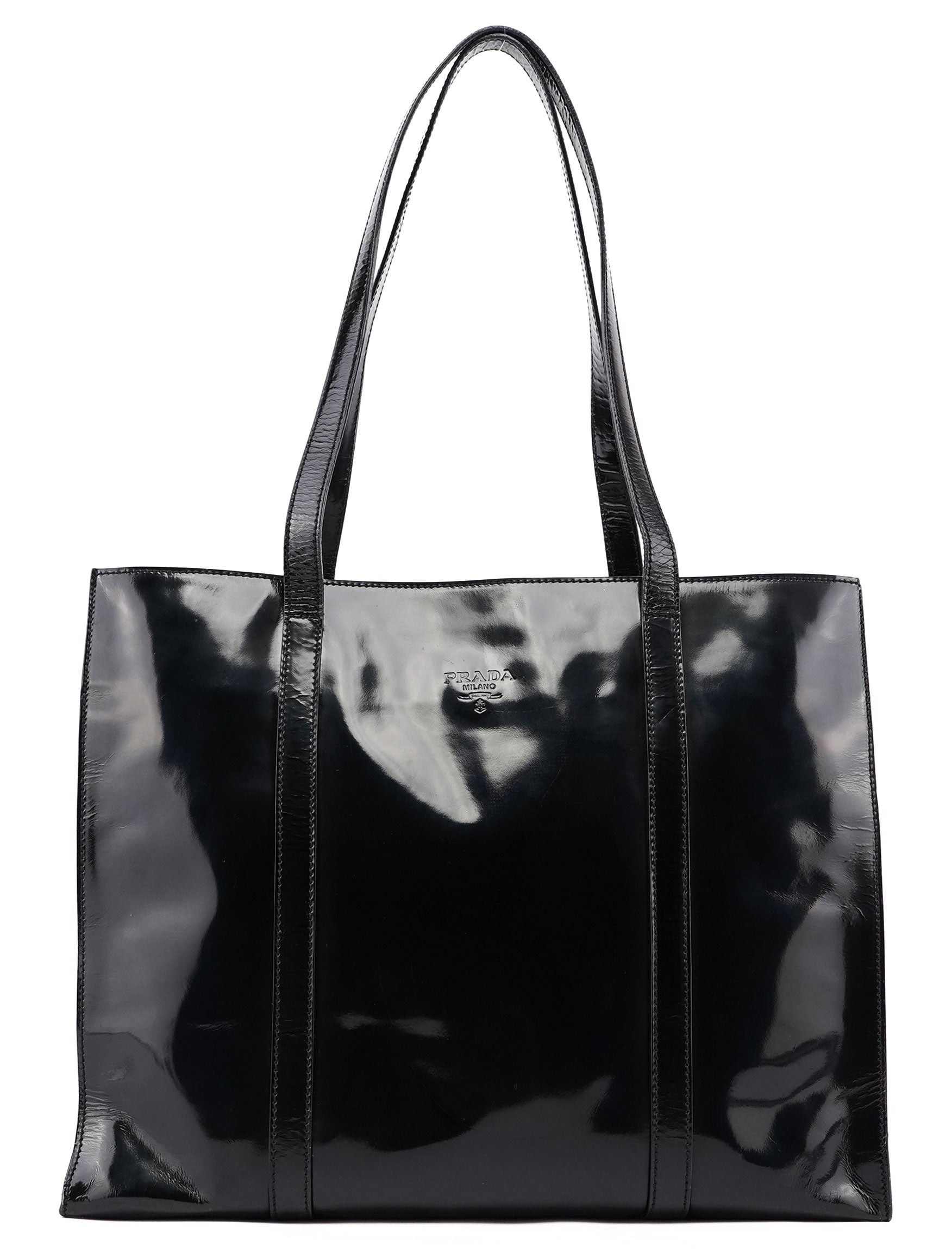 Prada 1995 Black Spazzolato Tote Bag