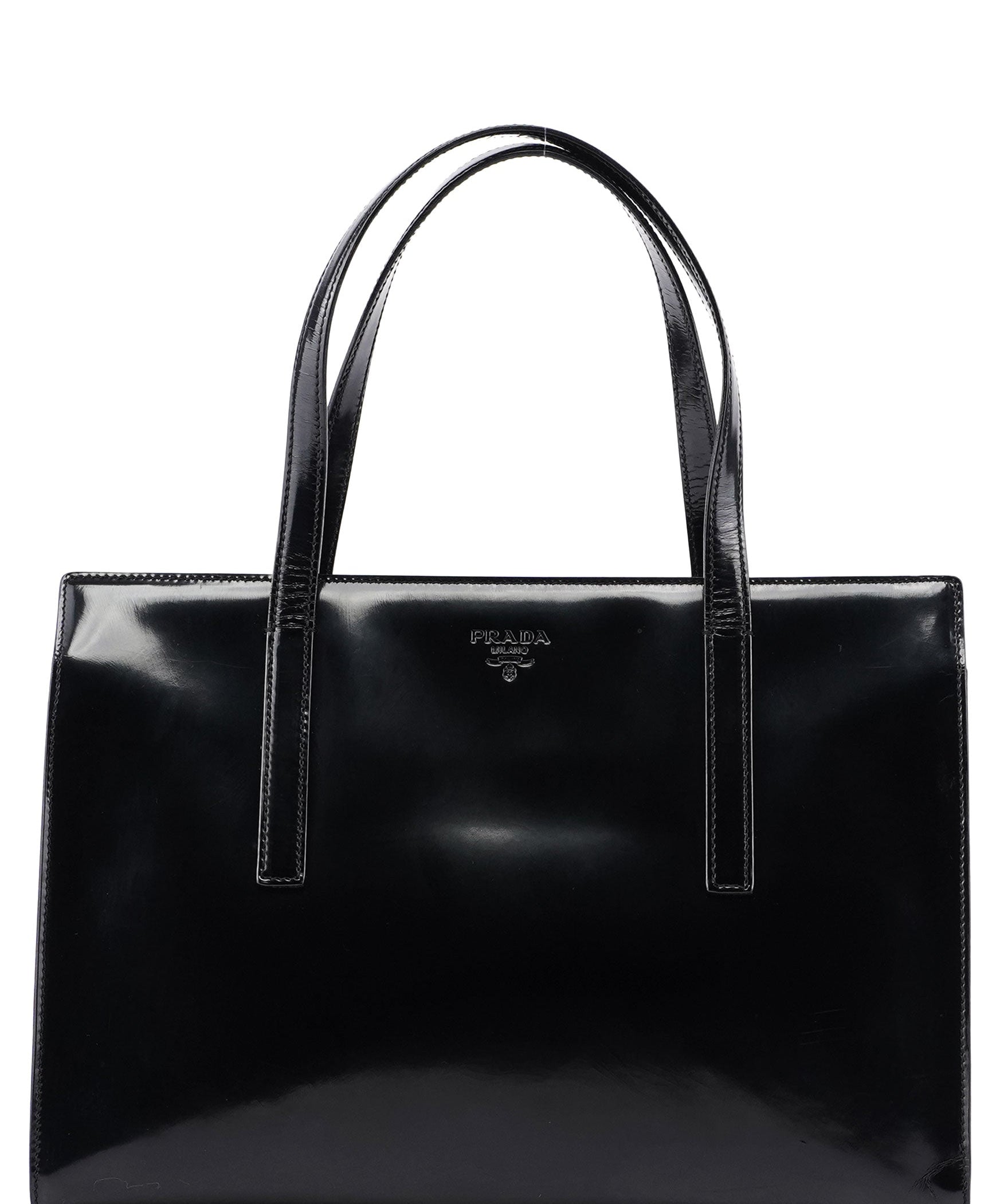 Prada 1995 Black Spazzolato Tote Bag