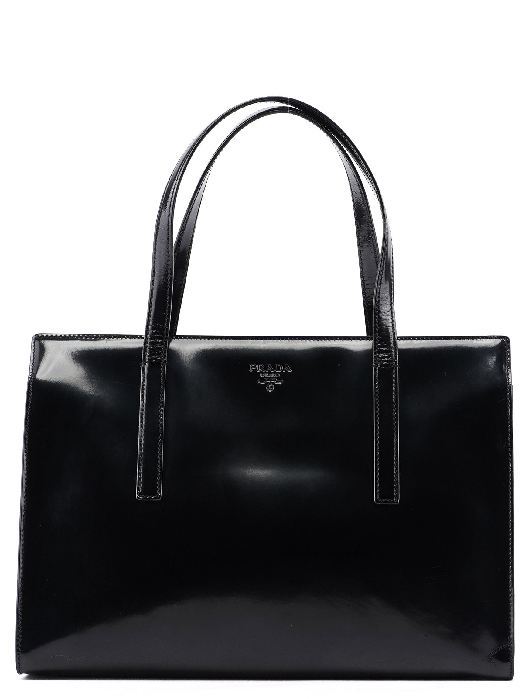 Prada 1995 Black Spazzolato Tote Bag