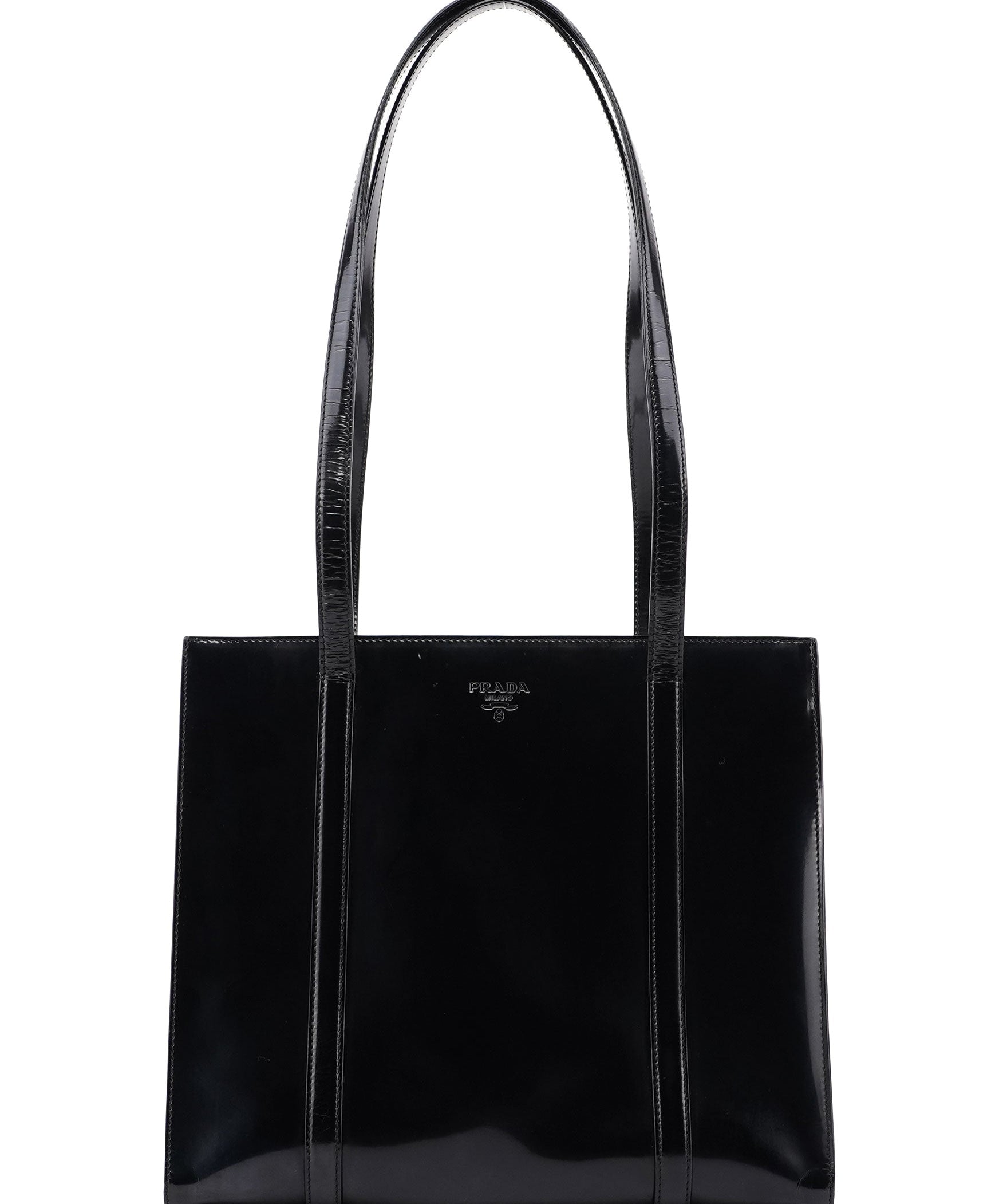 Prada 1995 Black Spazzolato Tote Bag