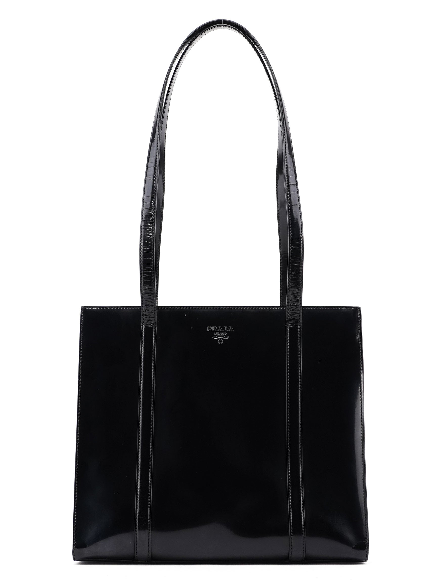 Prada 1995 Black Spazzolato Tote Bag