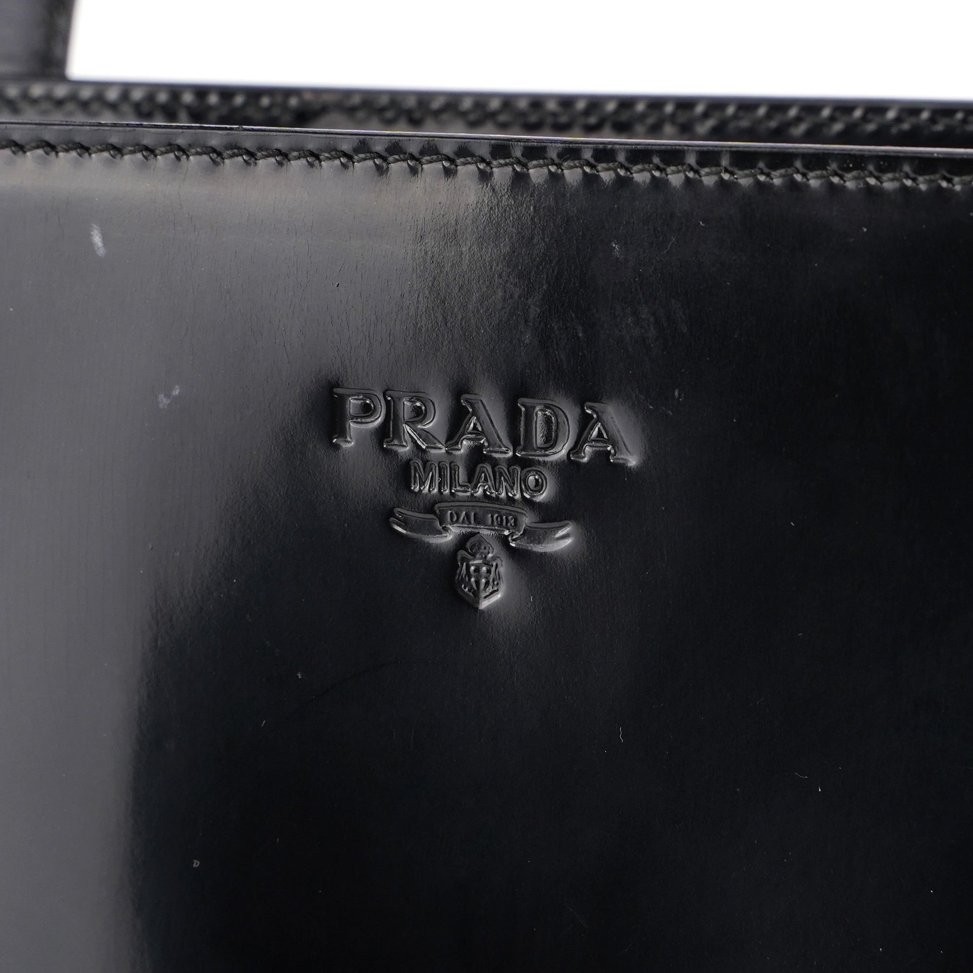 Prada 1995 Black Spazzolato Tote Bag