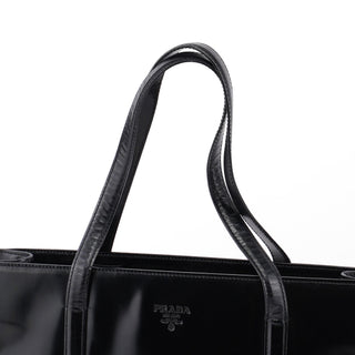 Prada 1995 Black Spazzolato Tote Bag