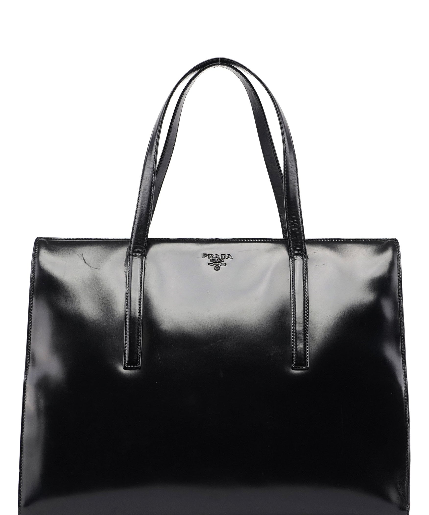 Prada 1995 Black Spazzolato Tote Bag