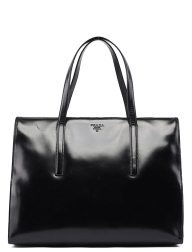 Prada 1995 Black Spazzolato Tote Bag