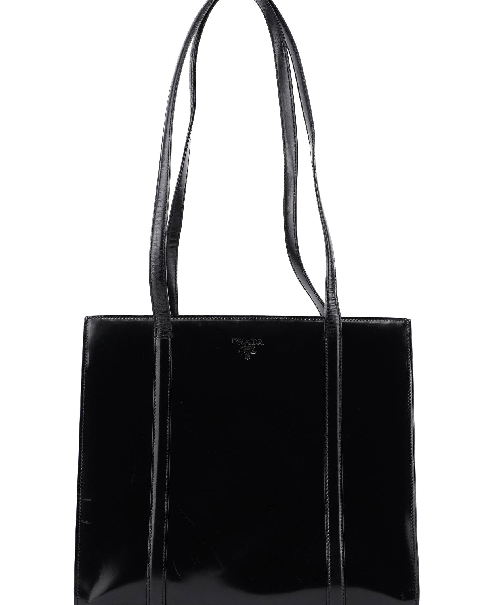 Prada 1995 Black Spazzolato Tote Bag