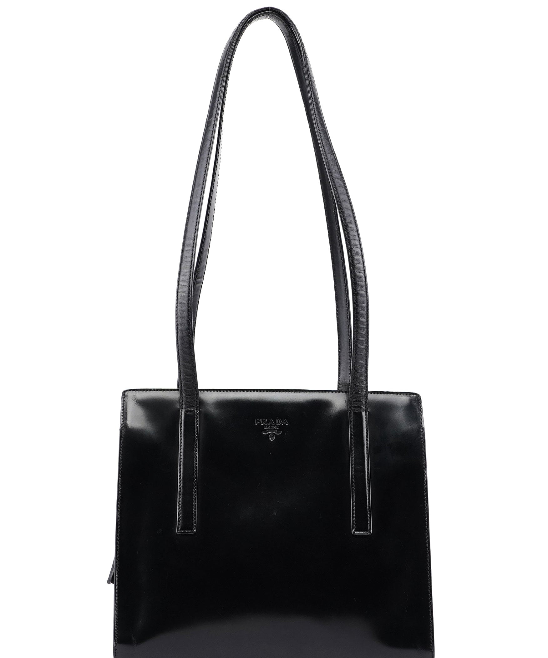 Prada 1995 Black Spazzolato Tote Bag