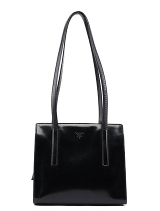 Prada 1995 Black Spazzolato Tote Bag