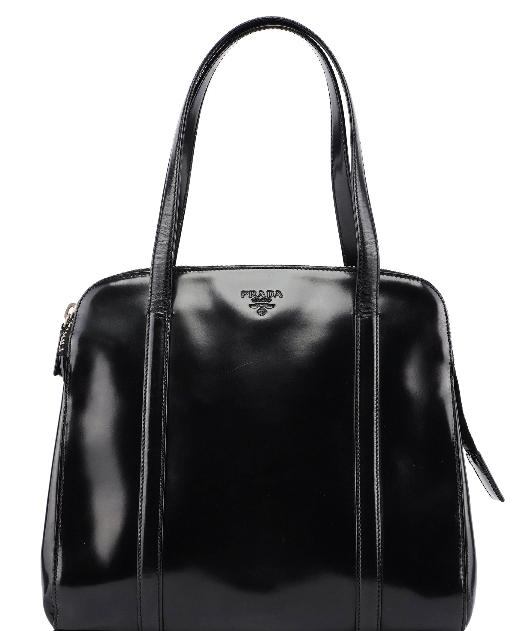 Prada 1995 Black Spazzolato Tote Bag