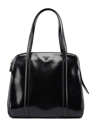 Prada 1995 Black Spazzolato Tote Bag