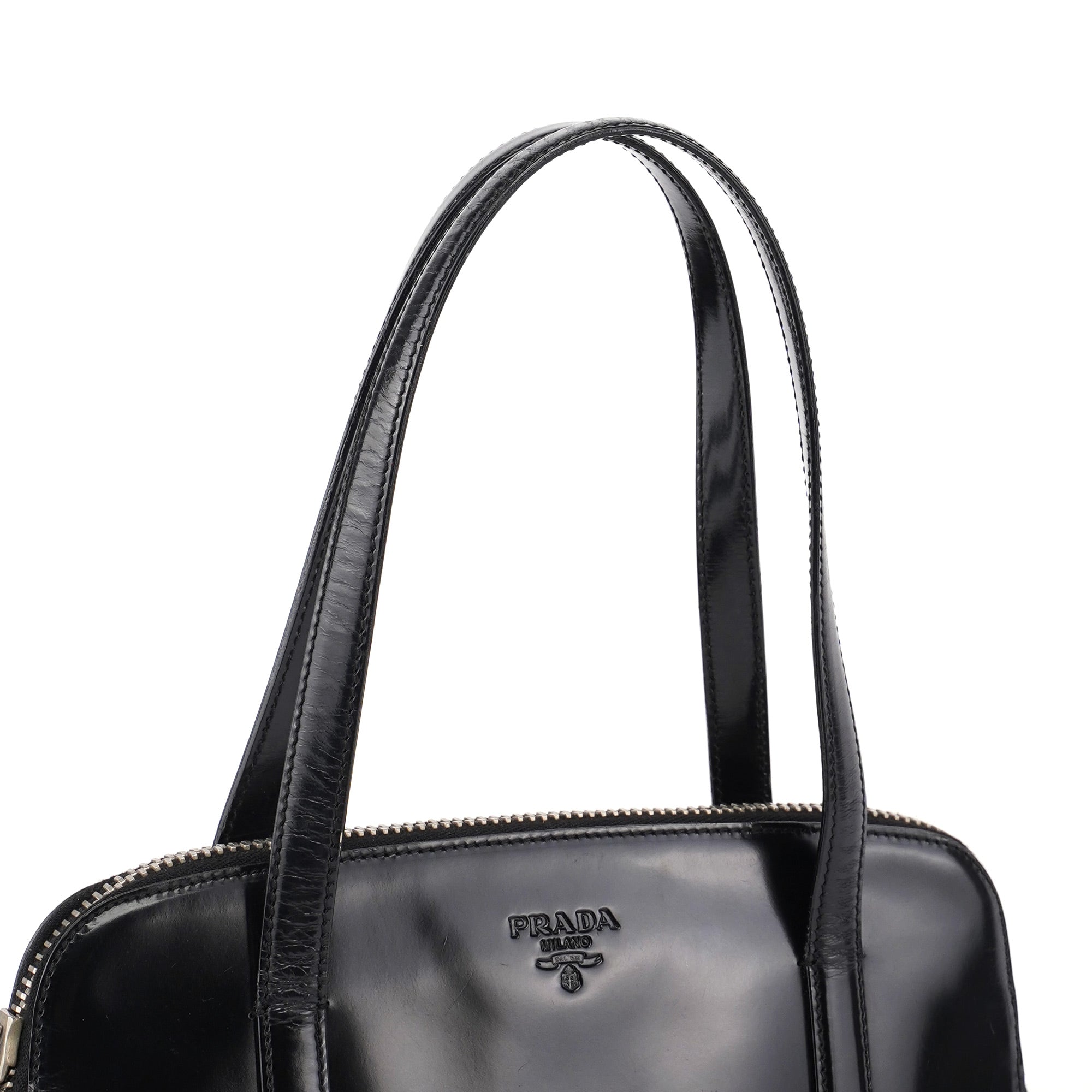 Prada 1995 Black Spazzolato Tote Bag