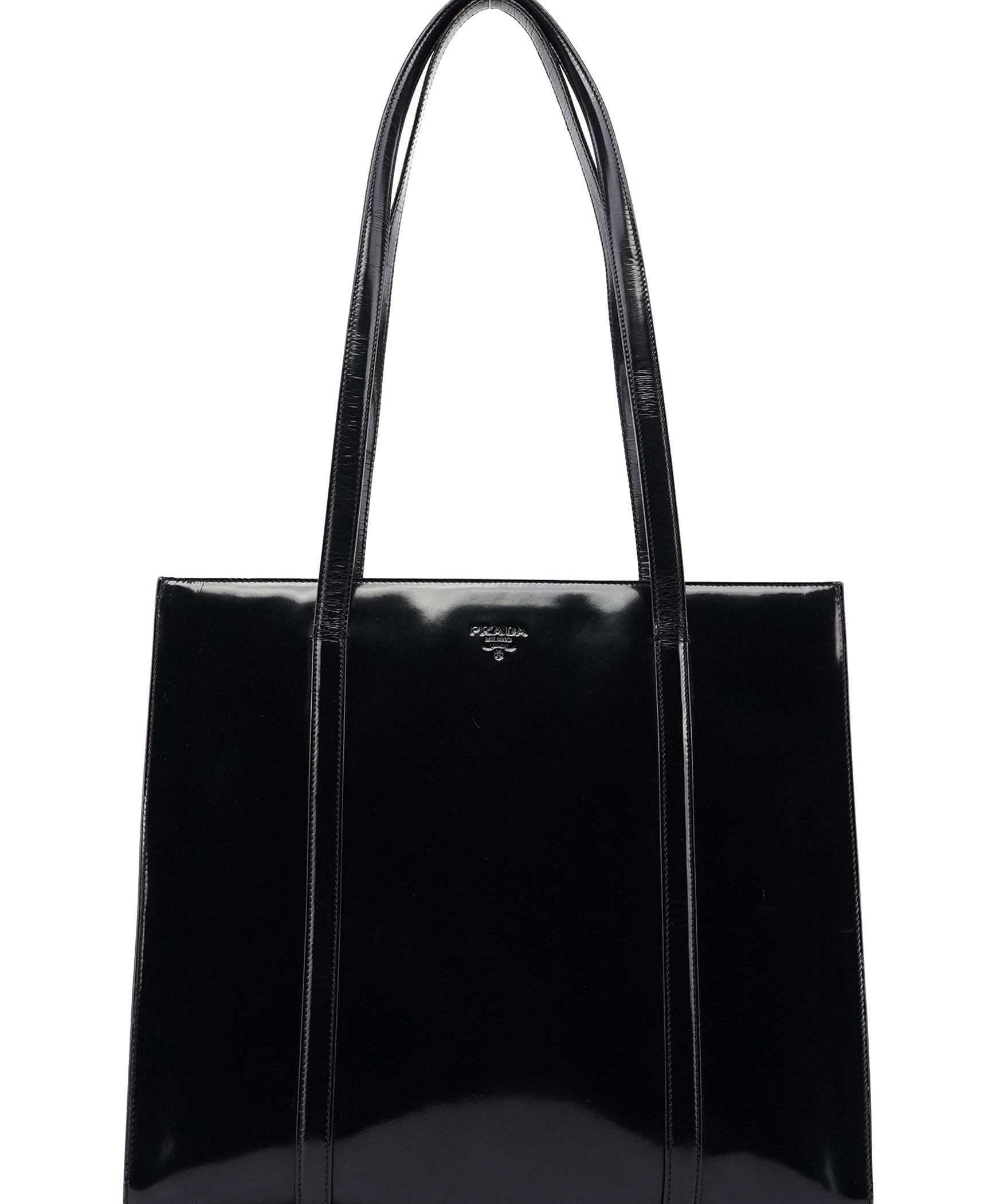 Prada 1995 Black Spazzolato Tote Bag