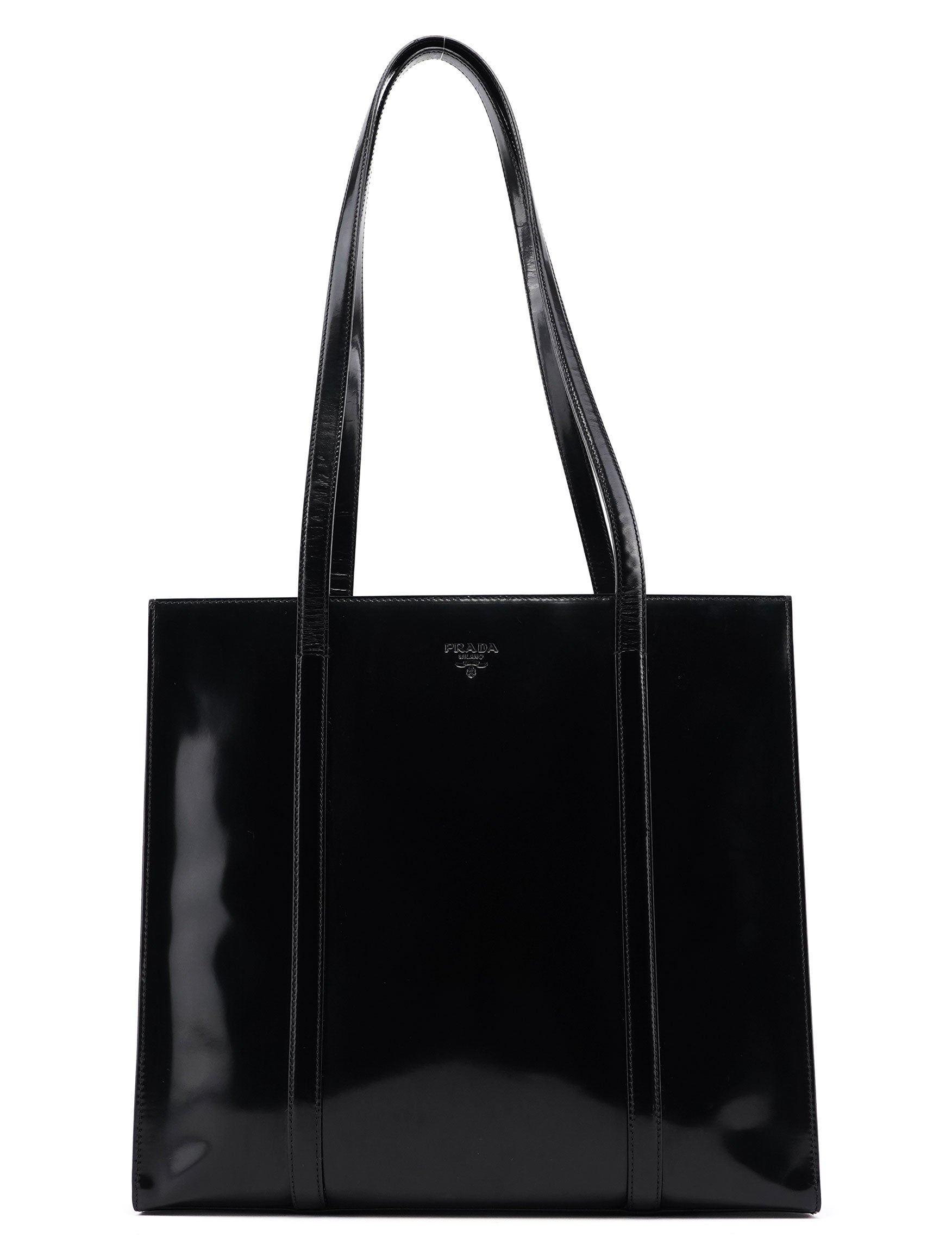 Prada 1995 Black Spazzolato Tote Bag