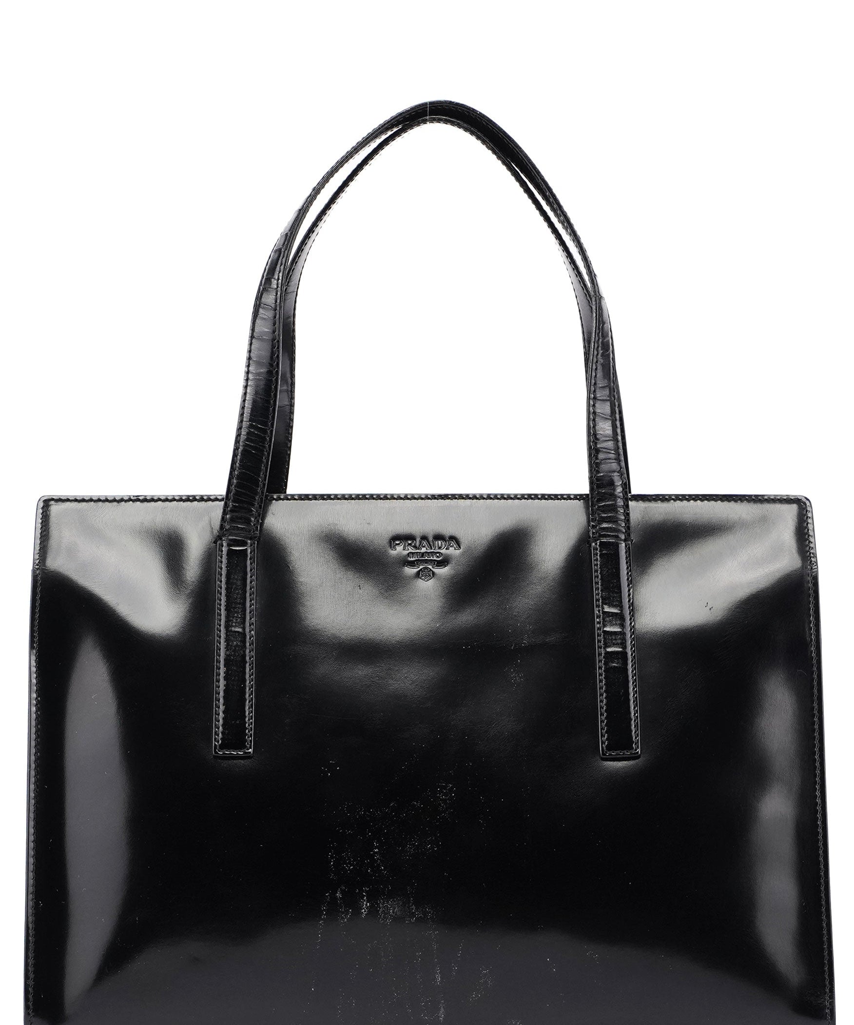 Prada 1995 Black Spazzolato Tote Bag