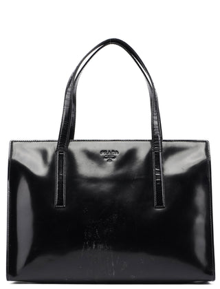 Prada 1995 Black Spazzolato Tote Bag