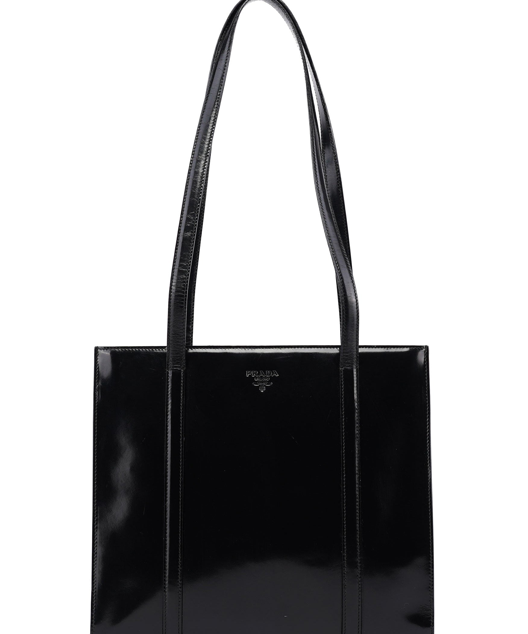 Prada 1995 Black Spazzolato Tote Bag