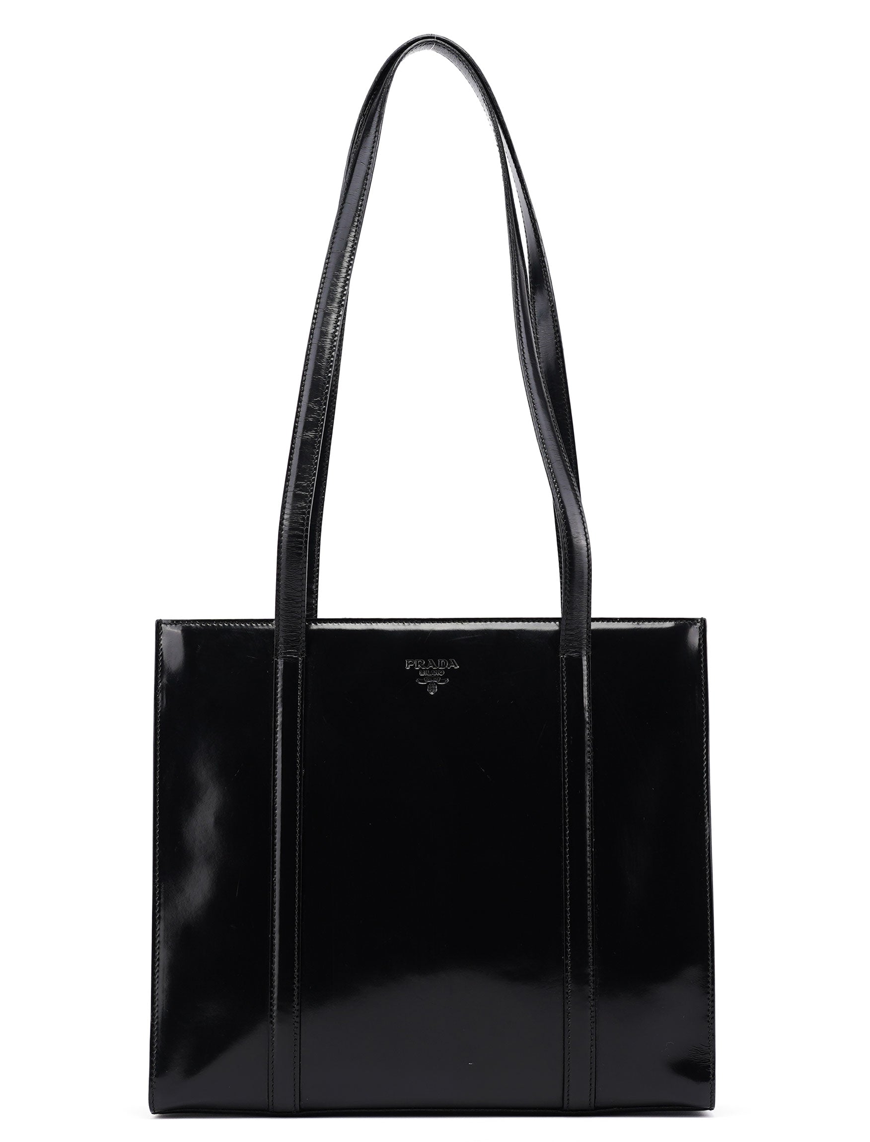 Prada 1995 Black Spazzolato Tote Bag