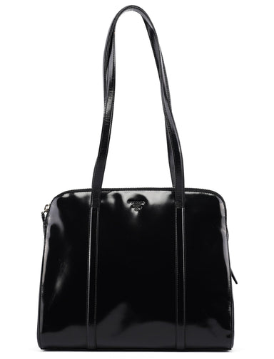 Prada 1995 Black Spazzolato Tote Bag